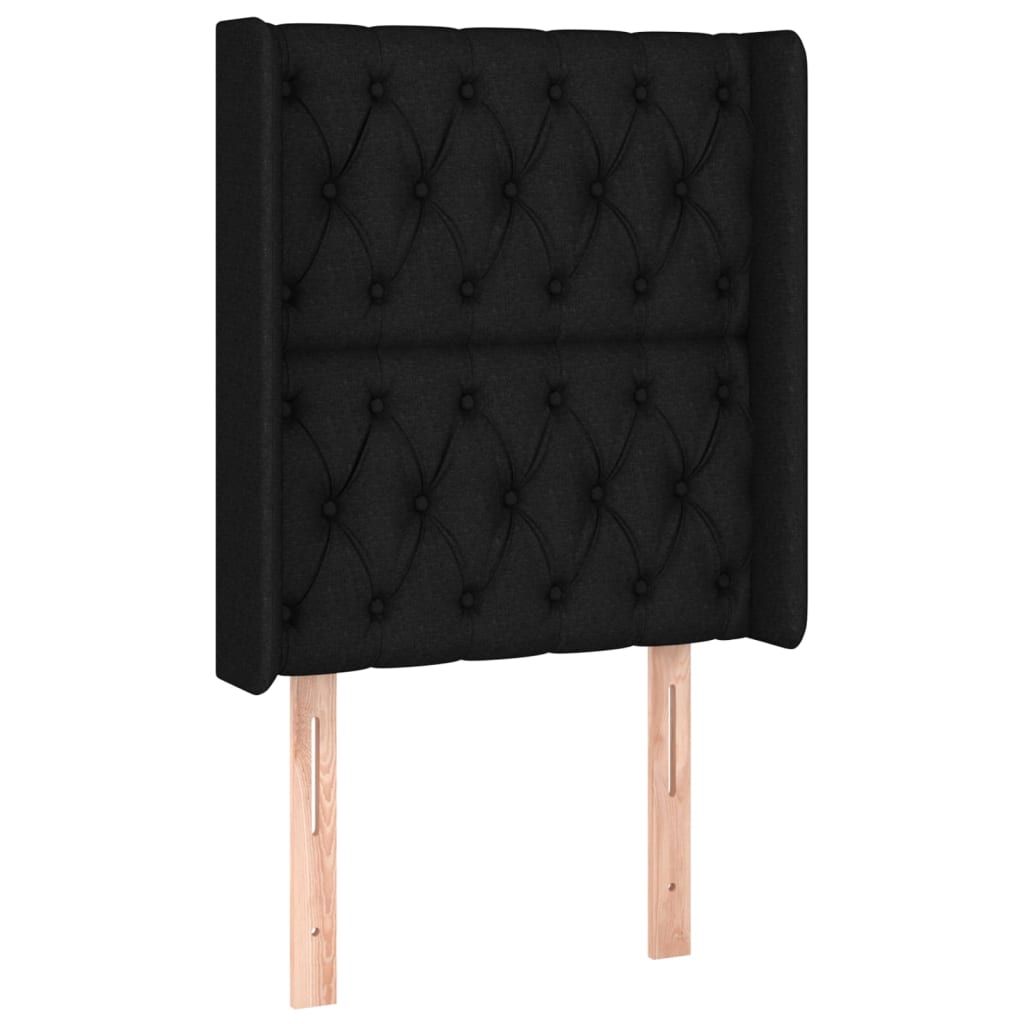 Testiera ad Orecchio Nera 83x16x118/128 cm in Tessuto
