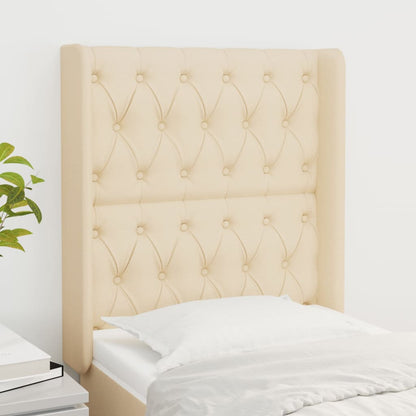 Testiera ad Orecchio Crema 83x16x118/128 cm in Tessuto