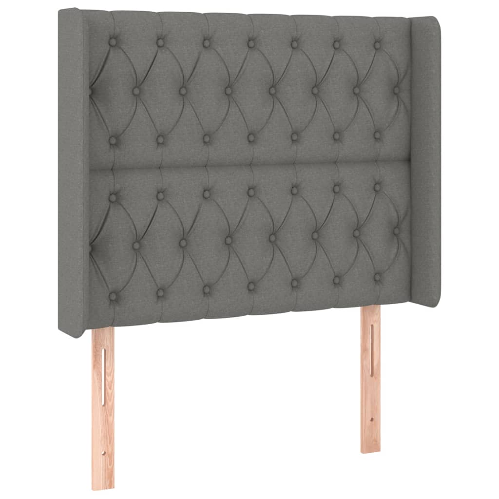 Testiera ad Orecchio Grigio Scuro 93x16x118/128 cm in Tessuto