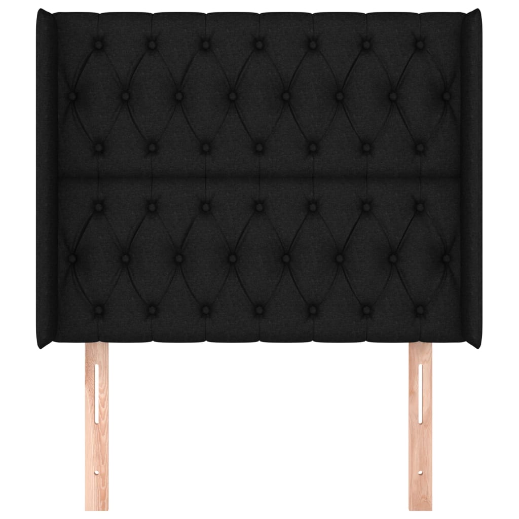 Testiera ad Orecchio Nera 93x16x118/128 cm in Tessuto