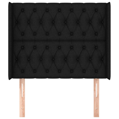 Testiera ad Orecchio Nera 93x16x118/128 cm in Tessuto