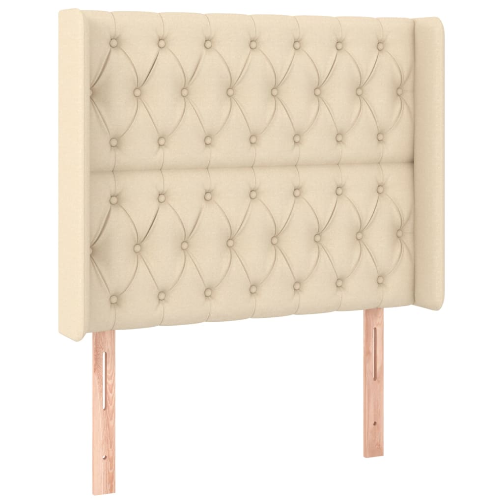 Testiera ad Orecchio Crema 93x16x118/128 cm in Tessuto