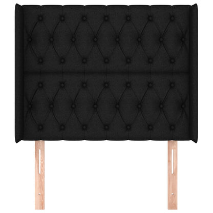 Testiera ad Orecchio Nera 103x16x118/128 cm in Tessuto