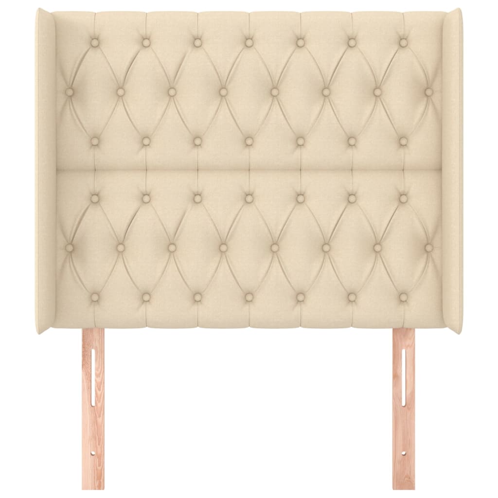 Testiera ad Orecchio Crema 103x16x118/128 cm in Tessuto