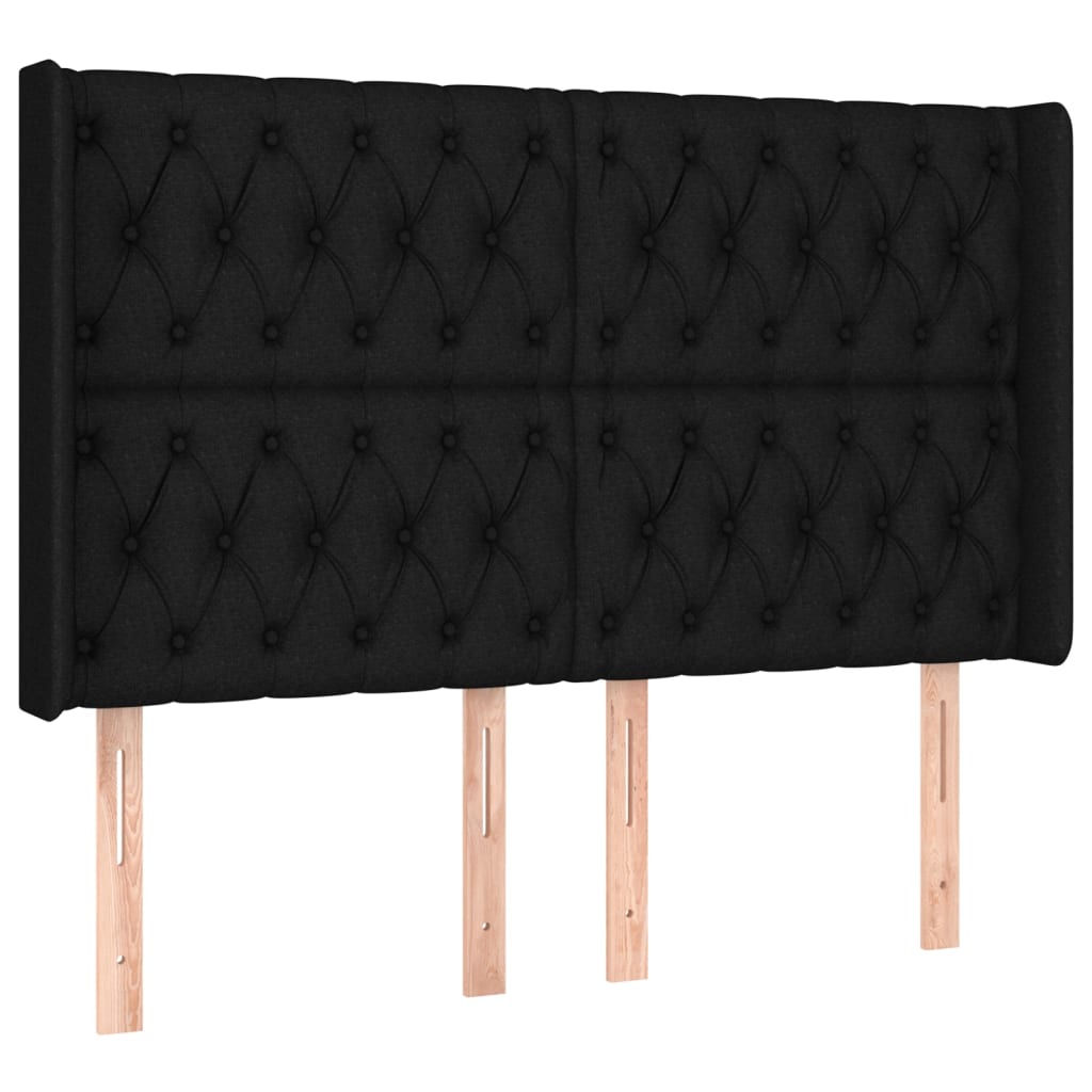 Testiera ad Orecchio Nera 147x16x118/128 cm in Tessuto