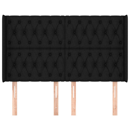 Testiera ad Orecchio Nera 163x16x118/128 cm in Tessuto
