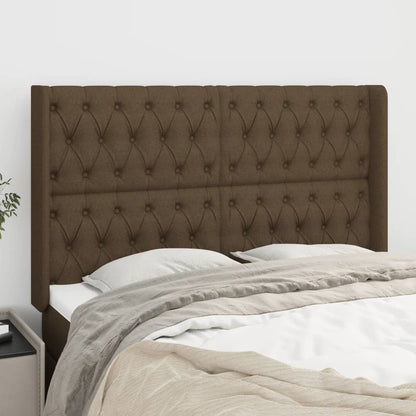 Testiera ad Orecchio Marrone Scuro 163x16x118/128 cm in Tessuto