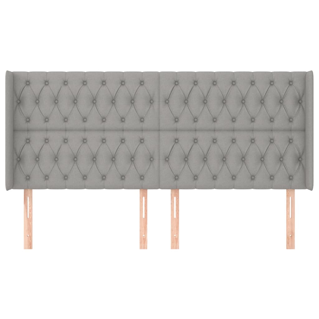Testiera ad Orecchio Grigio Chiaro 183x16x118/128 cm in Tessuto