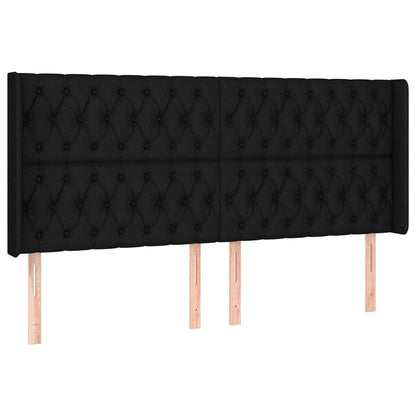 Testiera ad Orecchio Nera 183x16x118/128 cm in Tessuto