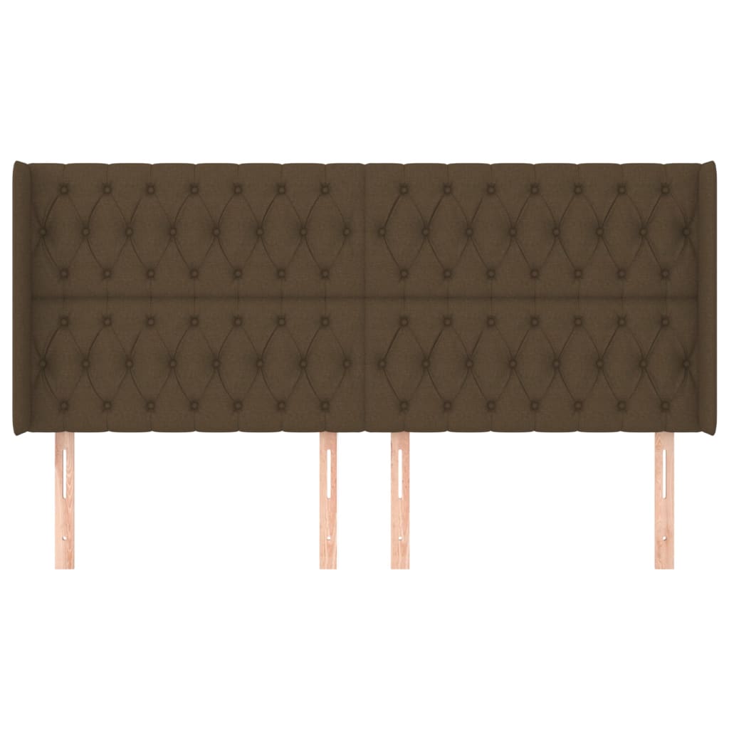 Testiera ad Orecchio Marrone Scuro 183x16x118/128 cm in Tessuto