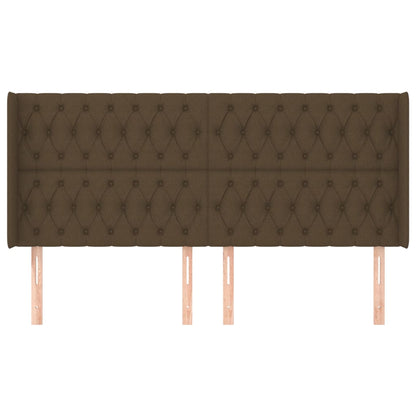 Testiera ad Orecchio Marrone Scuro 183x16x118/128 cm in Tessuto