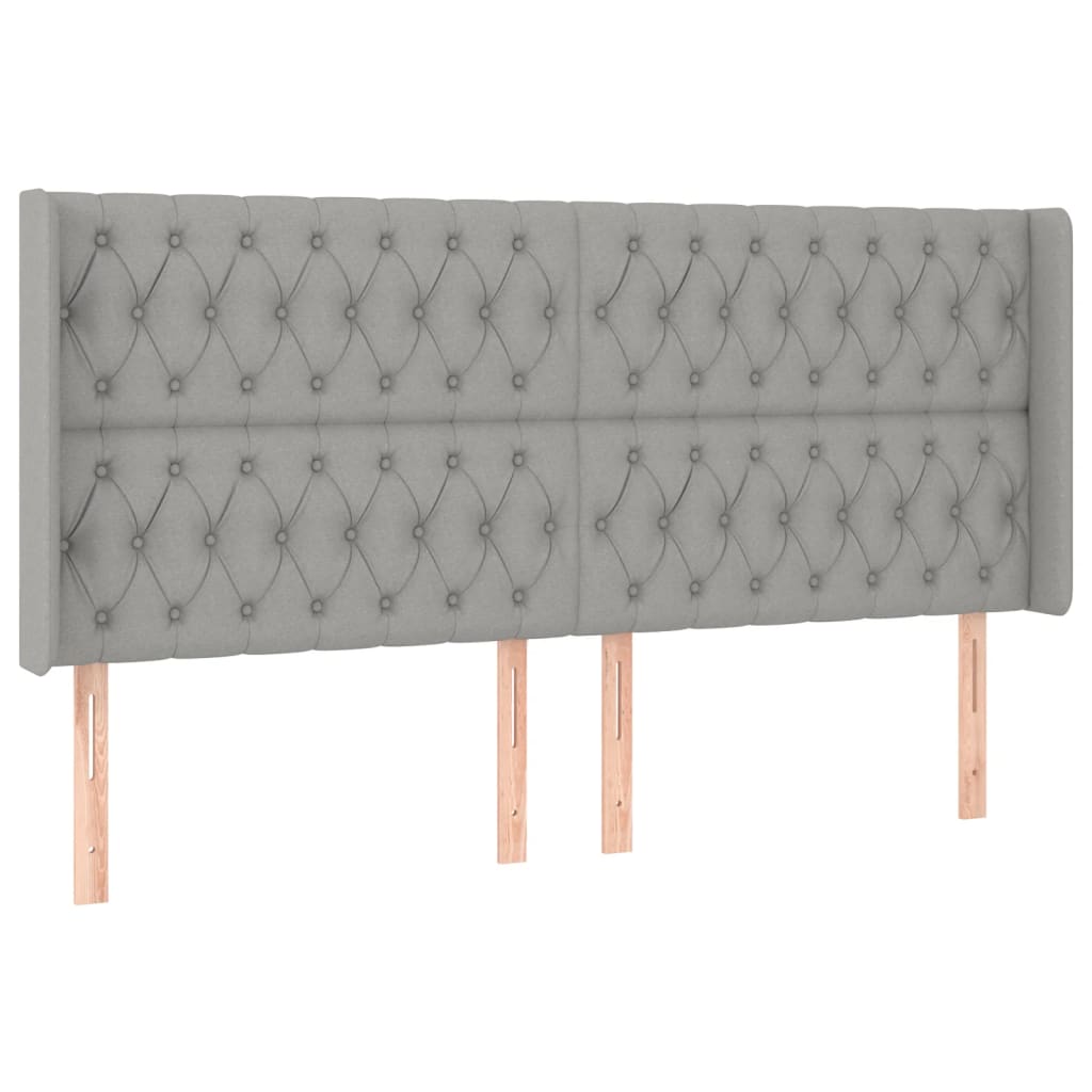 Testiera ad Orecchio Grigio Chiaro 203x16x118/128 cm in Tessuto