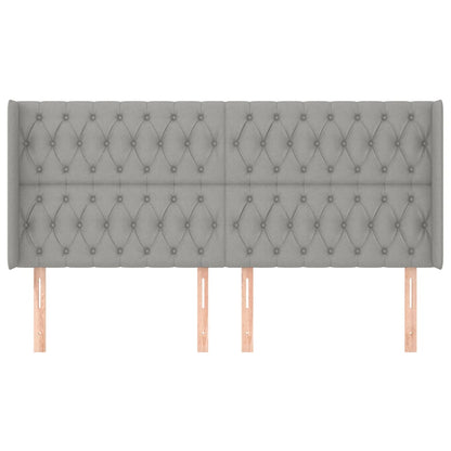 Testiera ad Orecchio Grigio Chiaro 203x16x118/128 cm in Tessuto