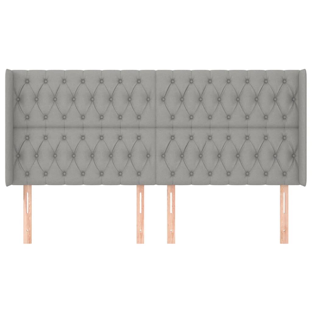 Testiera ad Orecchio Grigio Chiaro 203x16x118/128 cm in Tessuto