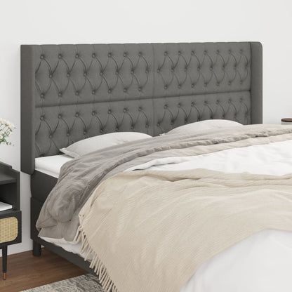 Testiera ad Orecchio GrigioScuro 203x16x118/128cm in Tessuto