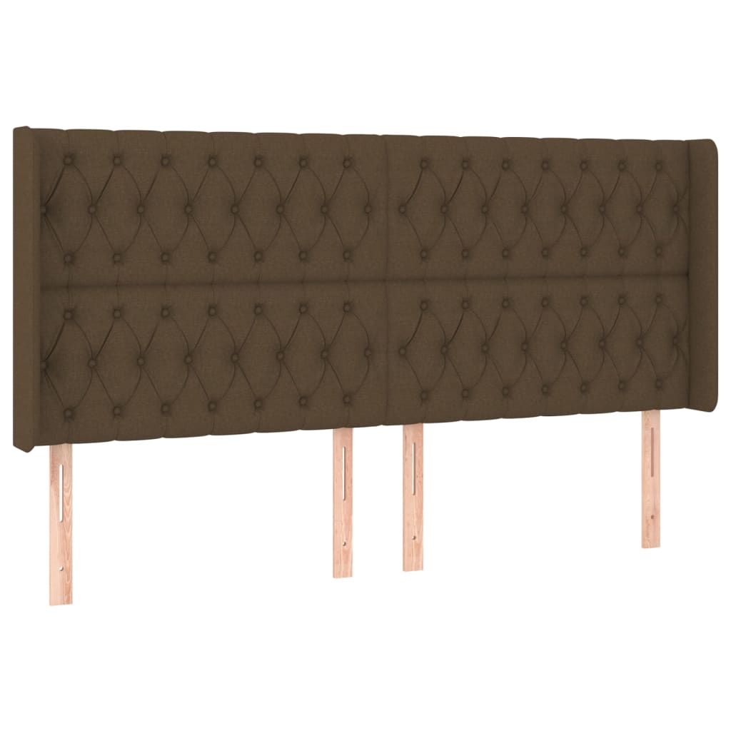 Testiera ad Orecchio Marrone Scuro 203x16x118/128 cm in Tessuto