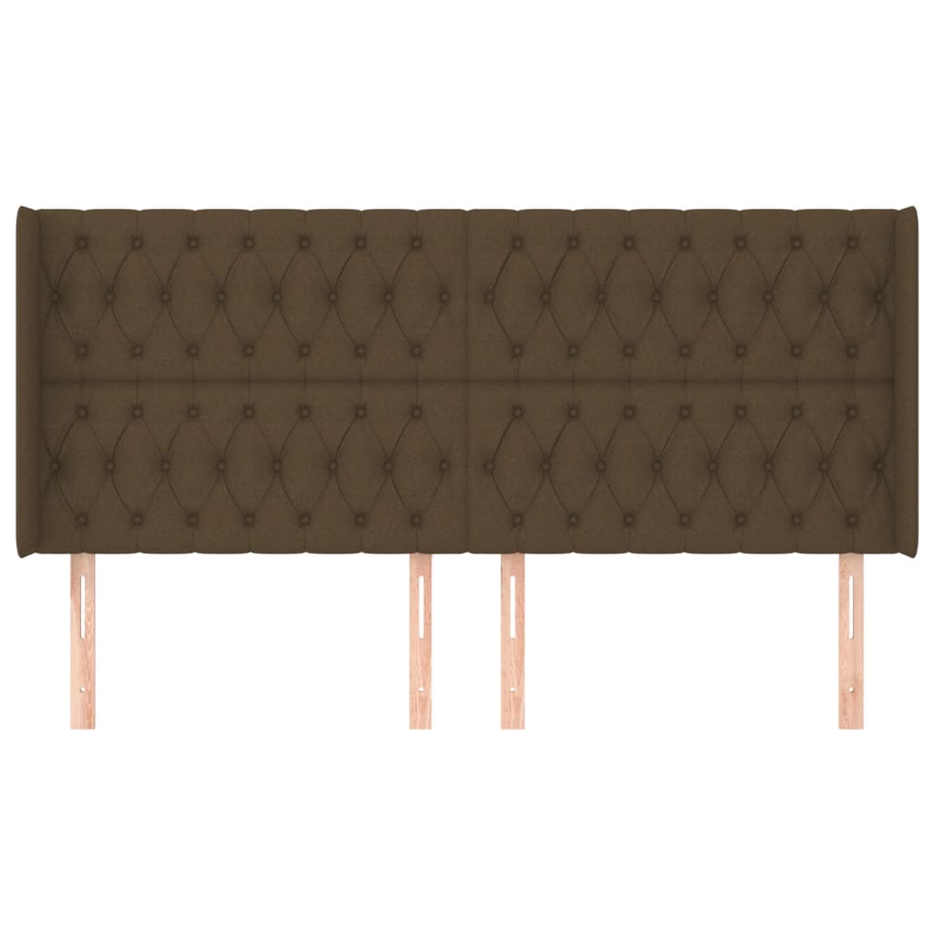 Testiera ad Orecchio Marrone Scuro 203x16x118/128 cm in Tessuto