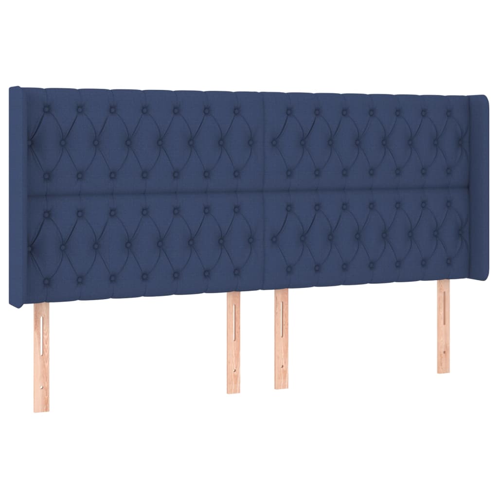 Testiera ad Orecchio Blu 203x16x118/128 cm in Tessuto