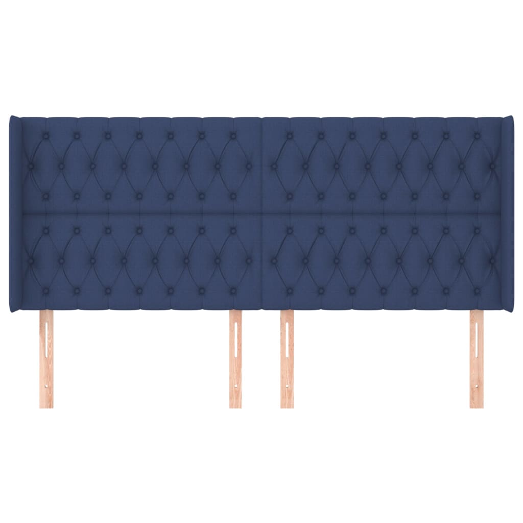Testiera ad Orecchio Blu 203x16x118/128 cm in Tessuto