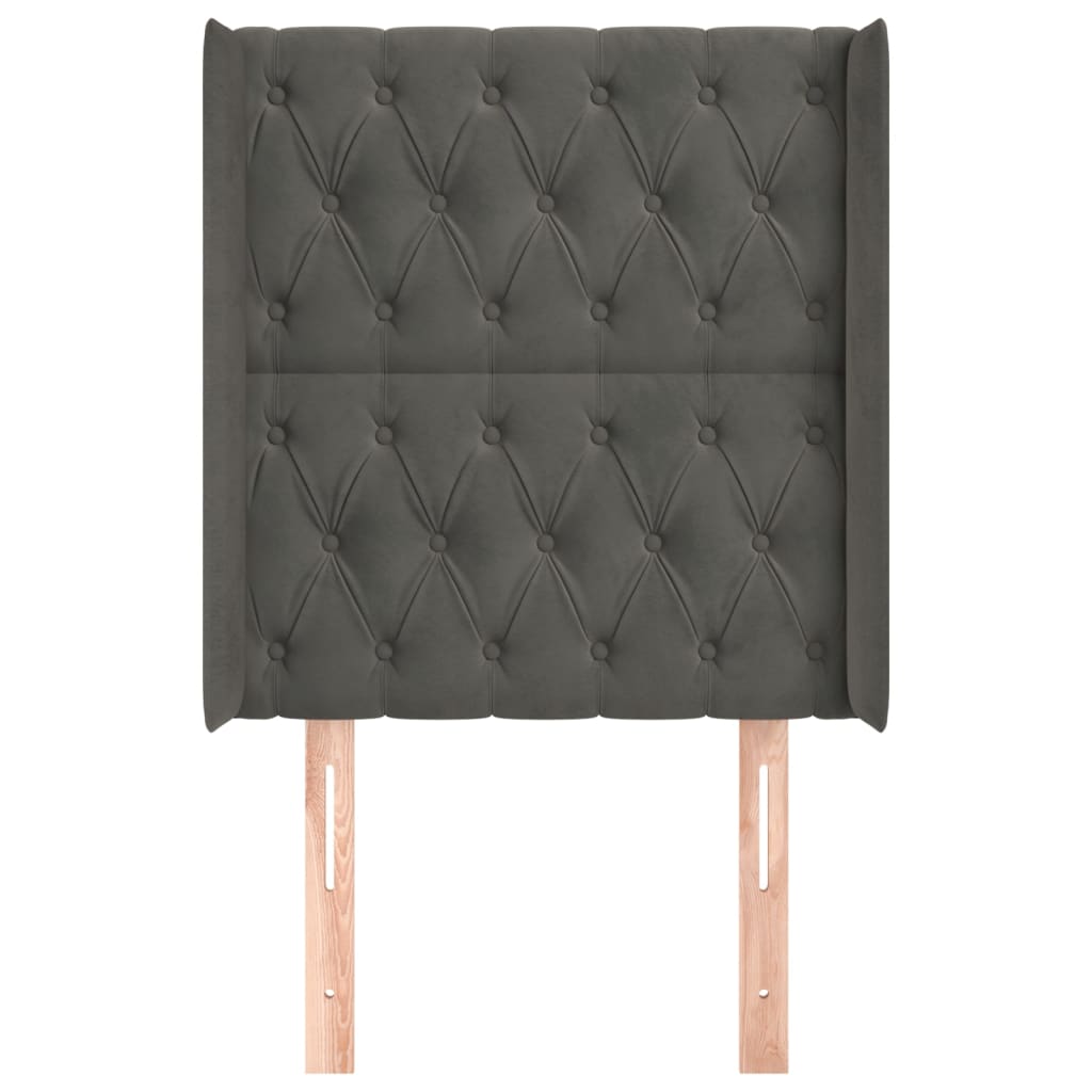 Testiera ad Orecchio Grigio Scuro 83x16x118/128 cm in Velluto