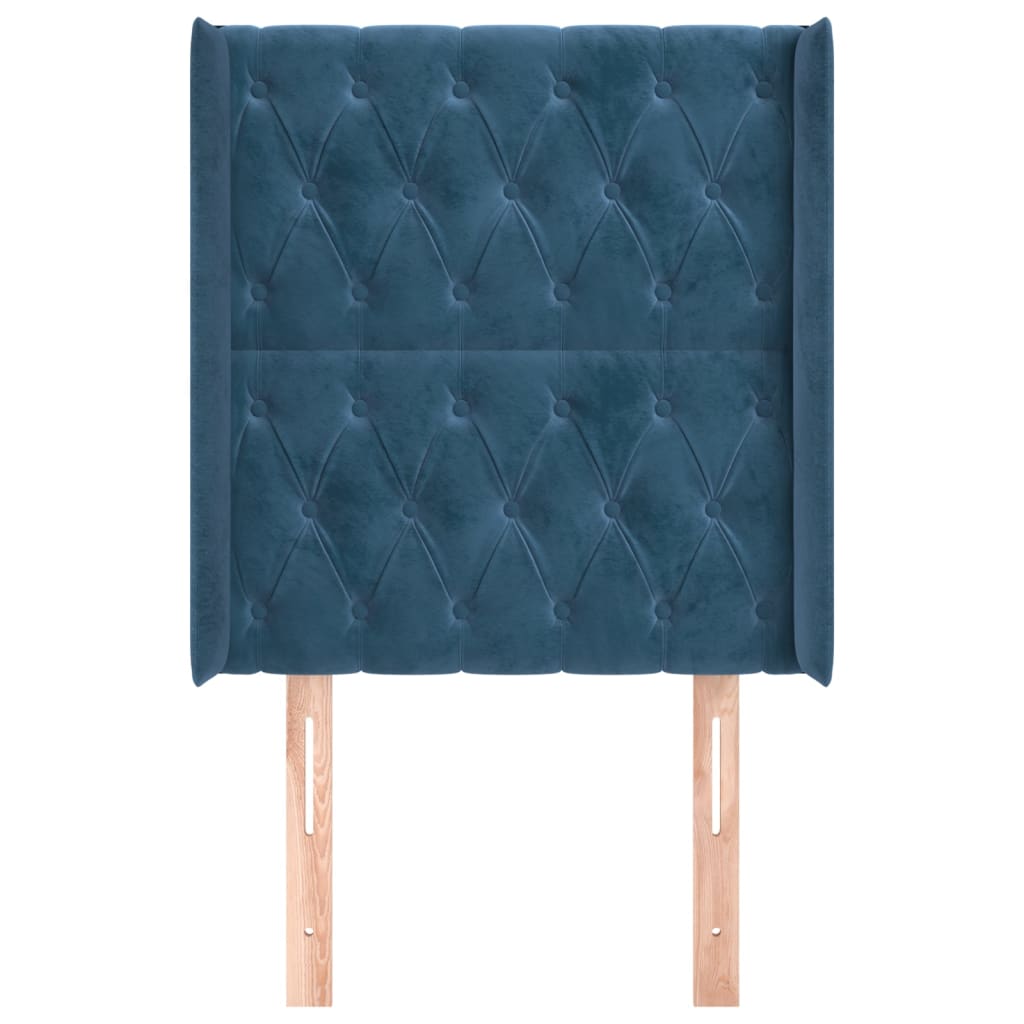 Testiera ad Orecchio Blu Scuro 83x16x118/128 cm in Velluto