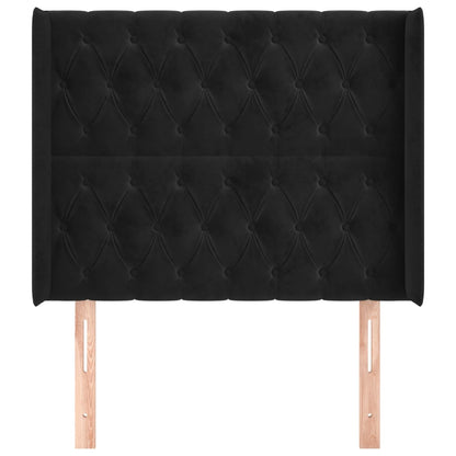 Testiera ad Orecchio Nera 93x16x118/128 cm in Velluto
