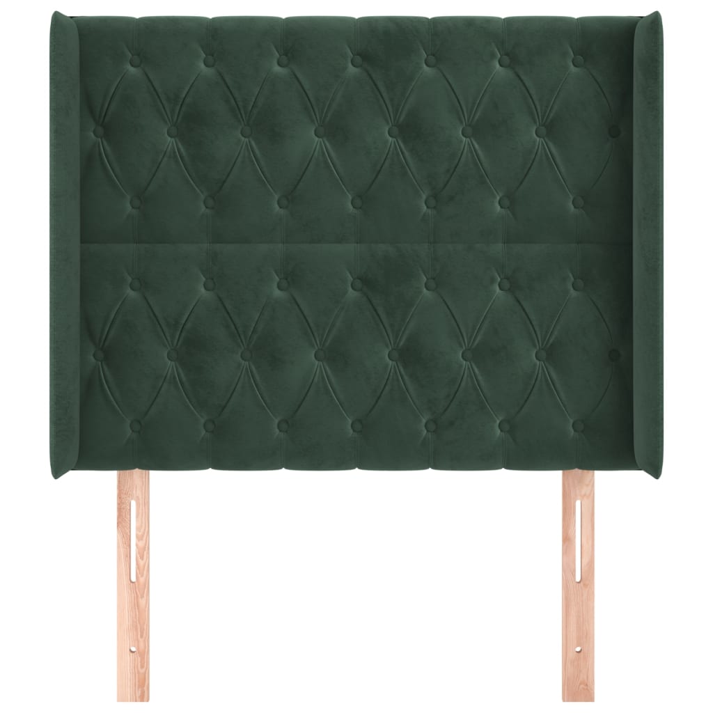 Testiera ad Orecchio Verde Scuro 93x16x118/128 cm in Velluto