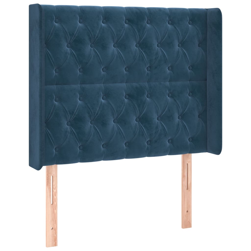 Testiera ad Orecchio Blu Scuro 93x16x118/128 cm in Velluto