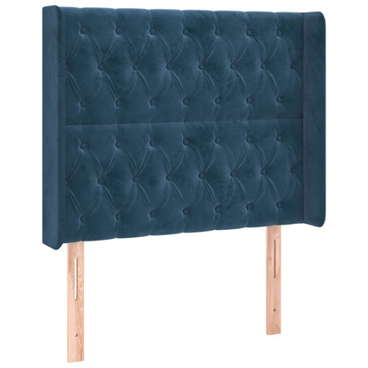 Testiera ad Orecchio Blu Scuro 93x16x118/128 cm in Velluto