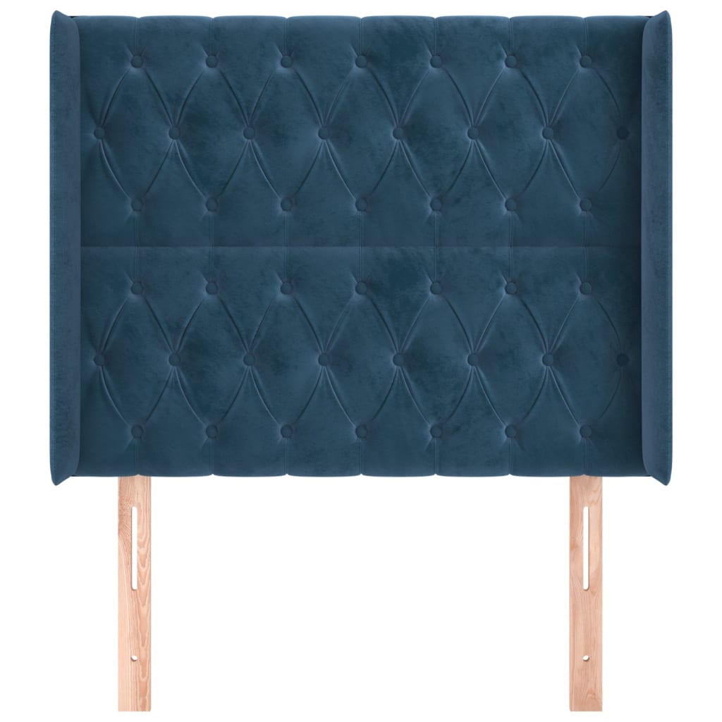 Testiera ad Orecchio Blu Scuro 93x16x118/128 cm in Velluto