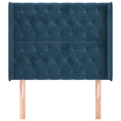 Testiera ad Orecchio Blu Scuro 93x16x118/128 cm in Velluto