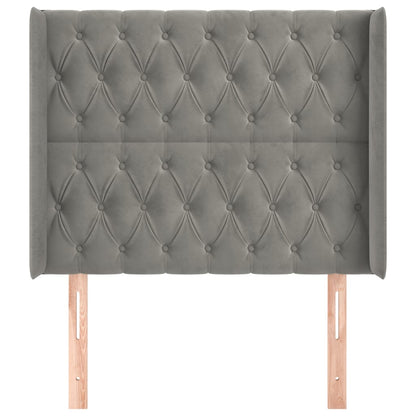 Testiera ad Orecchio Grigio Chiaro 103x16x118/128 cm in Velluto