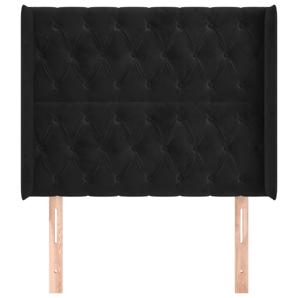 Testiera ad Orecchio Nera 103x16x118/128 cm in Velluto