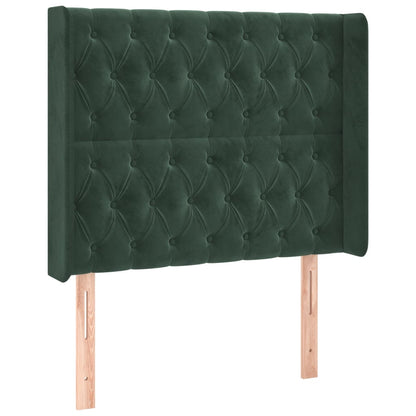 Testiera ad Orecchio Verde Scuro 103x16x118/128cm in Velluto