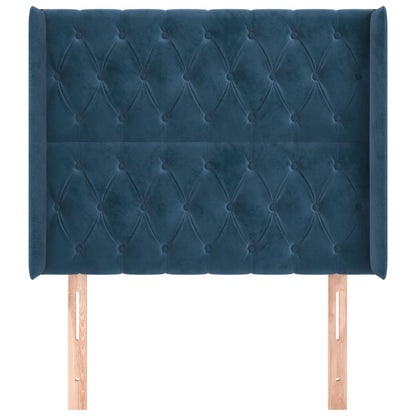 Testiera ad Orecchio Blu Scuro 103x16x118/128 cm in Velluto