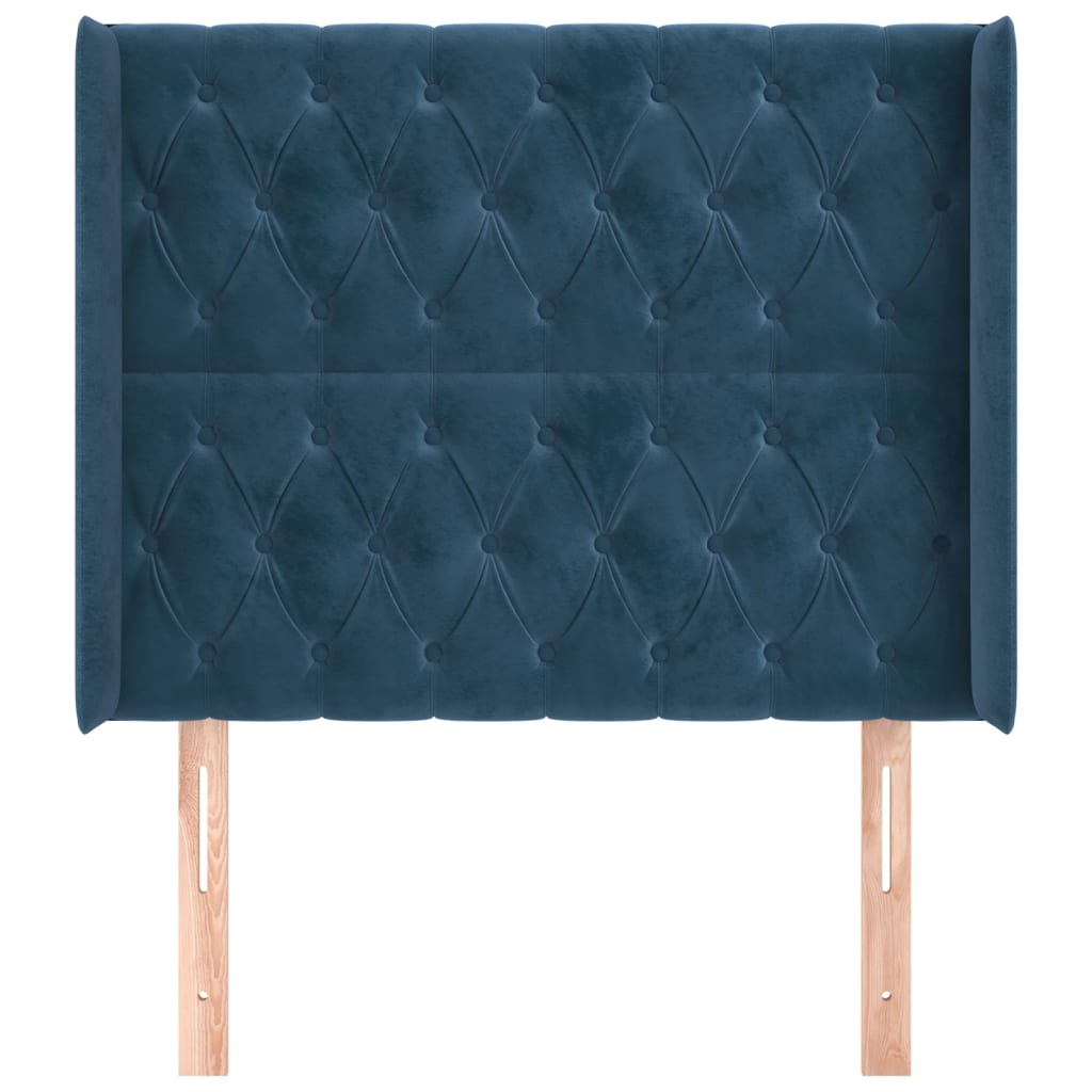 Testiera ad Orecchio Blu Scuro 103x16x118/128 cm in Velluto