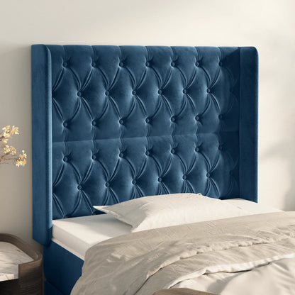 Testiera ad Orecchio Blu Scuro 103x16x118/128 cm in Velluto