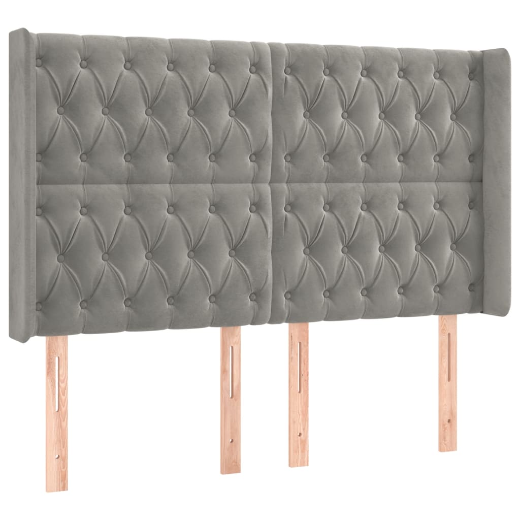 Testiera ad Orecchio Grigio Chiaro 147x16x118/128 cm in Velluto