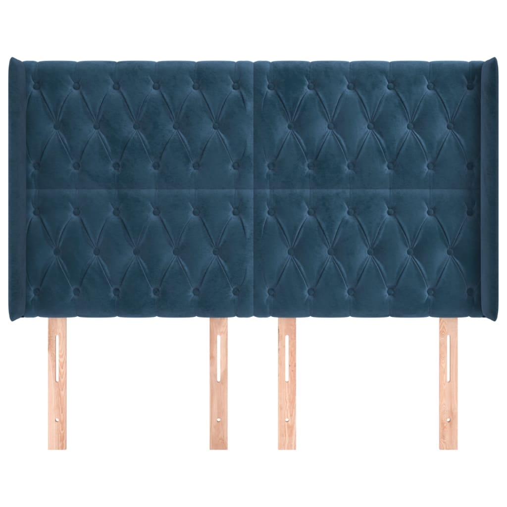 Testiera ad Orecchio Blu Scuro 147x16x118/128 cm in Velluto