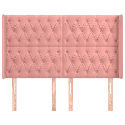 Testiera ad Orecchio Nera 147x16x118/128 cm in Velluto