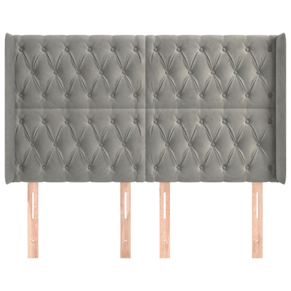 Testiera ad Orecchio Grigio Chiaro 163x16x118/128 cm in Velluto