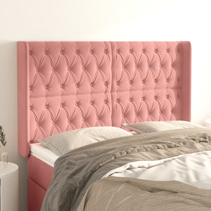 Testiera ad Orecchio Rosa 163x16x118/128 cm in Velluto