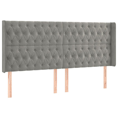 Testiera ad Orecchio Grigio Chiaro 183x16x118/128 cm in Velluto