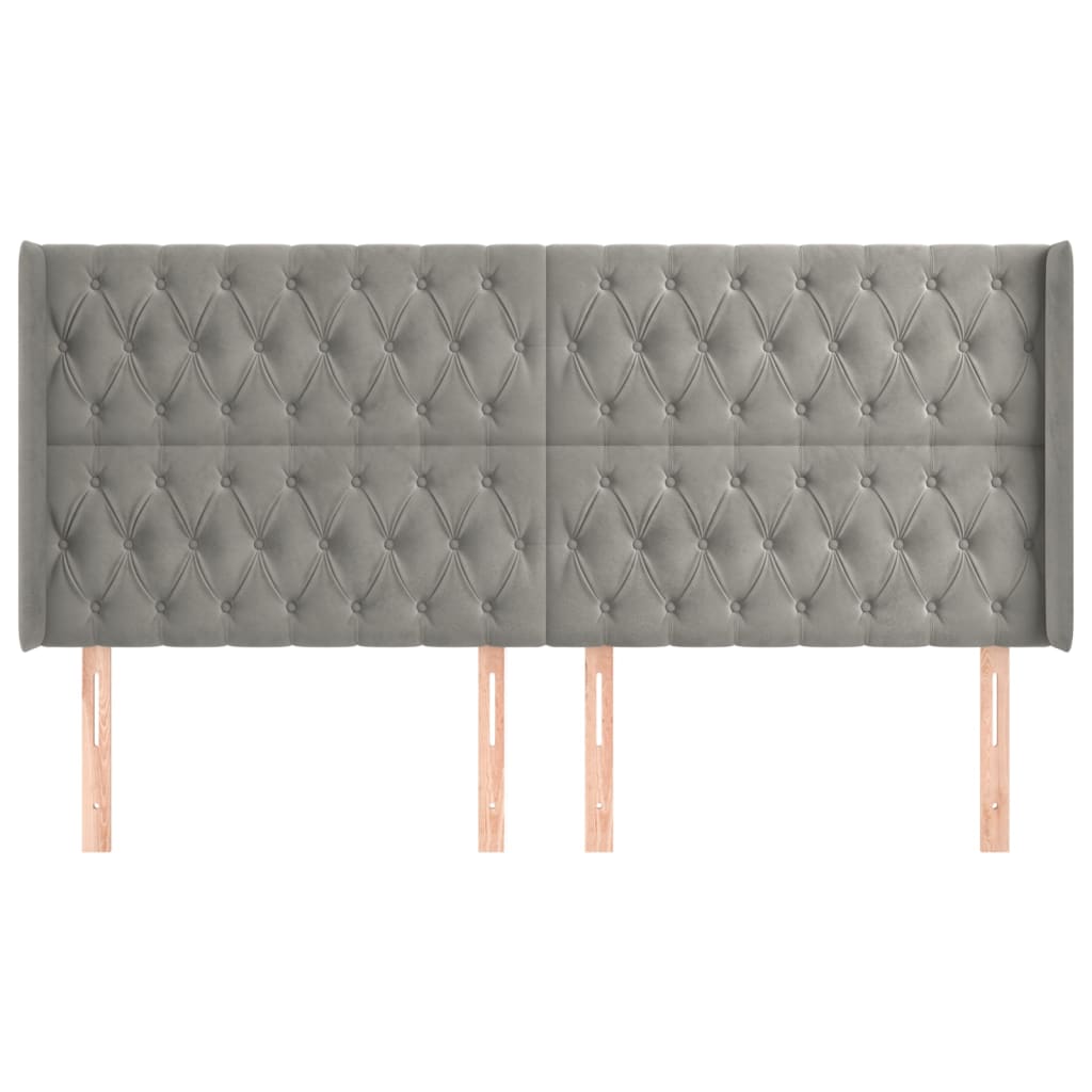 Testiera ad Orecchio Grigio Chiaro 183x16x118/128 cm in Velluto