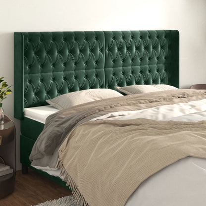 Testiera ad Orecchio Verde Scuro 183x16x118/128 cm in Velluto