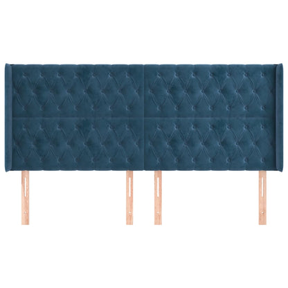 Testiera ad Orecchio Blu Scuro 183x16x118/128 cm in Velluto