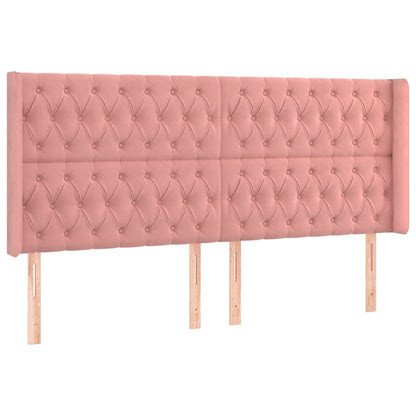 Testiera ad Orecchio Rosa 183x16x118/128 cm in Velluto