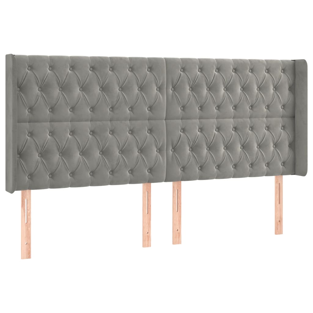 Testiera ad Orecchio Grigio Chiaro 203x16x118/128 cm in Velluto