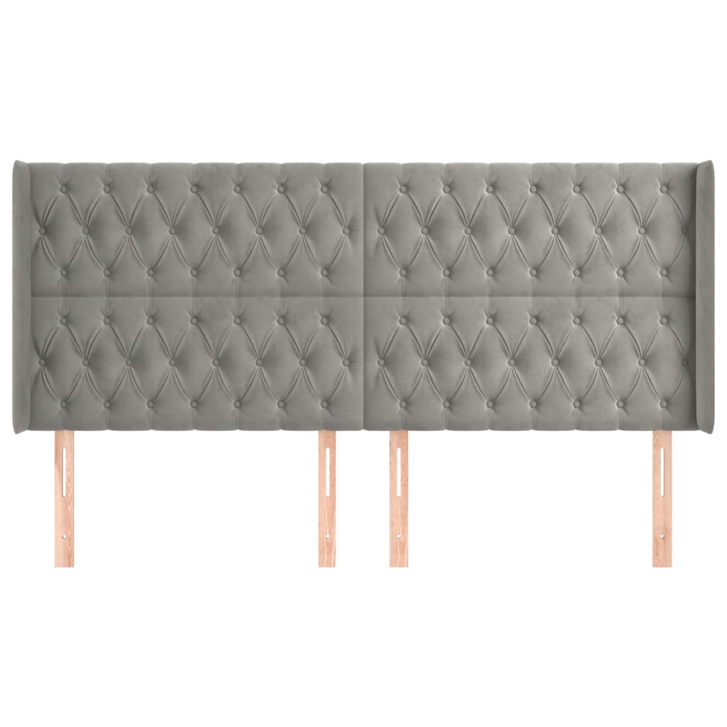 Testiera ad Orecchio Grigio Chiaro 203x16x118/128 cm in Velluto