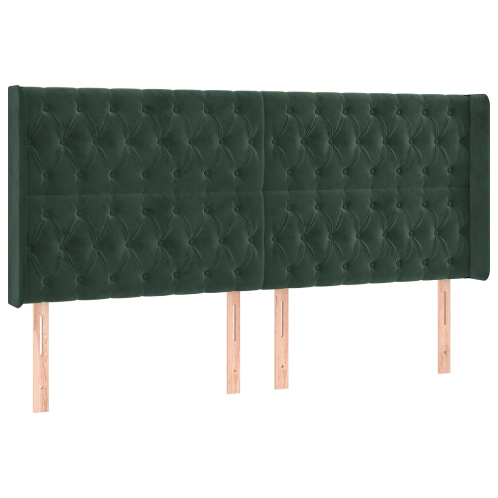 Testiera ad Orecchio Verde Scuro 203x16x118/128 cm in Velluto